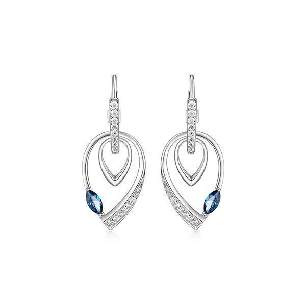 ER2LCL7-B "Swing" Topaz and Pave Cubic Zirconia Double Pear Shape Dangle Earrings
