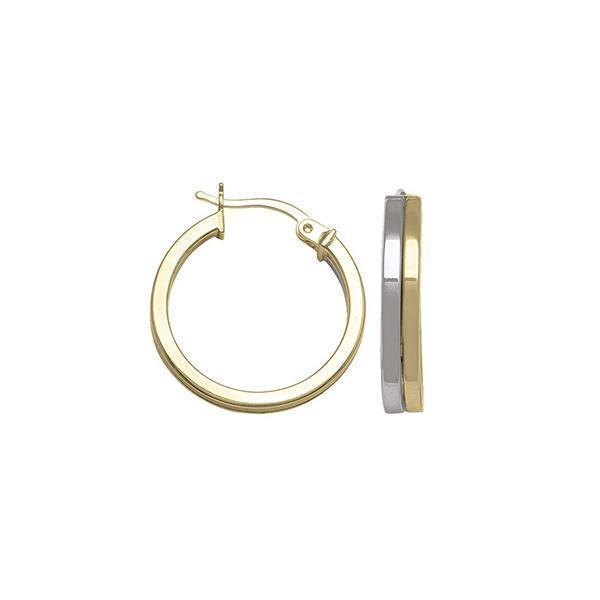 14K Two Tone Gold Hoop Earrings - 2T