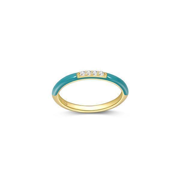 Cotton Candy Collection Diamondlite Cubic Zirconia Enamel Stackable Ring - Blue - Size 7