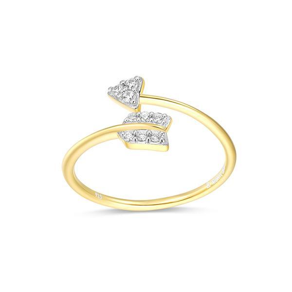 CJ Monte sterling silver lab-created diamond arrow Bypass ring - Size 6