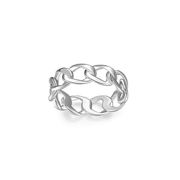 RR4LAE6-W-8 "Ovation" High Polish Link Ring - Silver