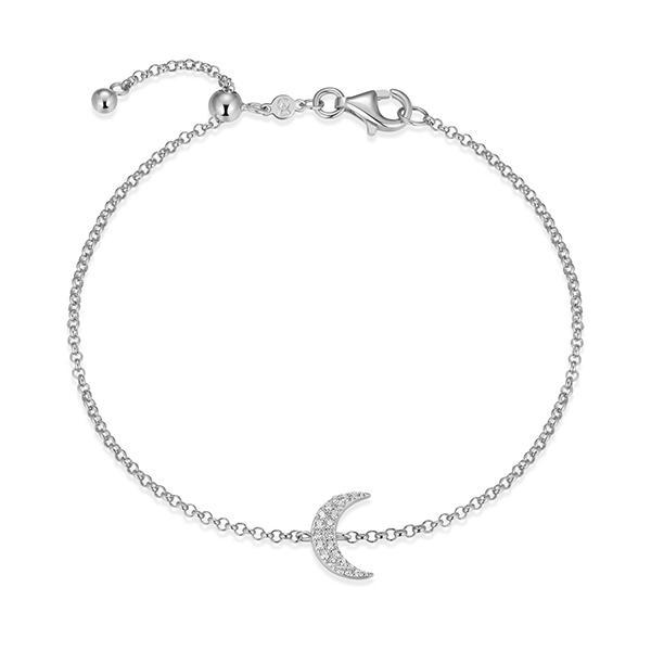 CJ Monte sterling silver labcreated diamond crescent moon adjustable bracelet