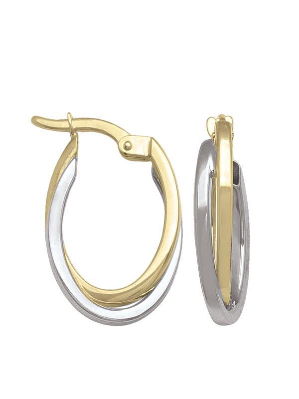 10K Two Tone Gold Hoop Earrings - ETECA13 - 1.5 gm - 2T