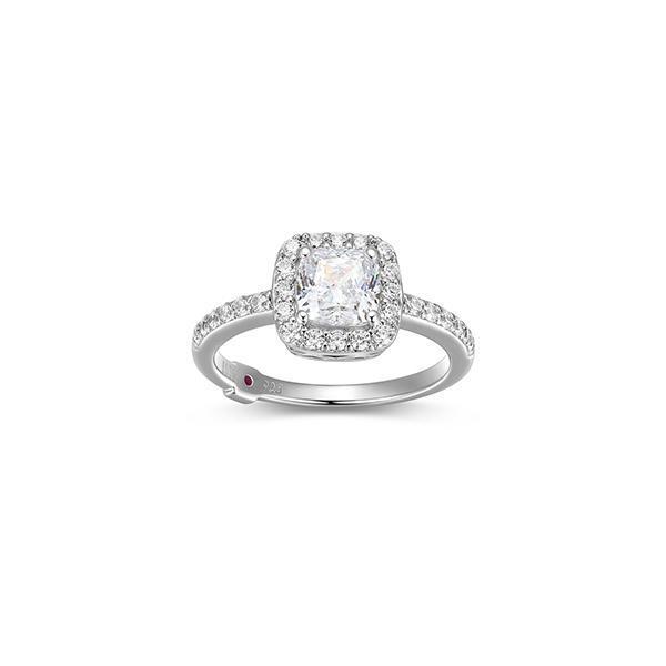RR4LAHP00-W-6 Sterling Silver RADIANCE 6mm Cushion Cut Cubic Zirconia Halo Ring Size 6