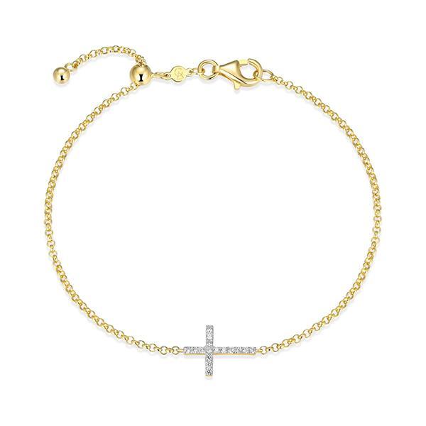 CJ Monte sterling silver labcreated diamond adjustable sideways cross bracelet