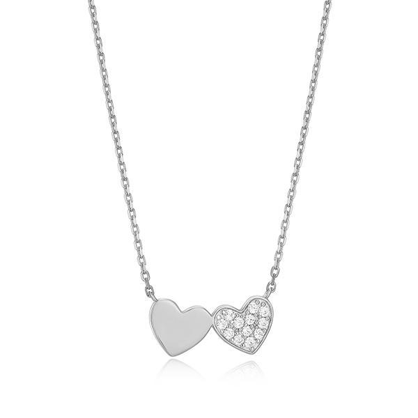 CJ Monte sterling silver lab-created diamond double heart necklace