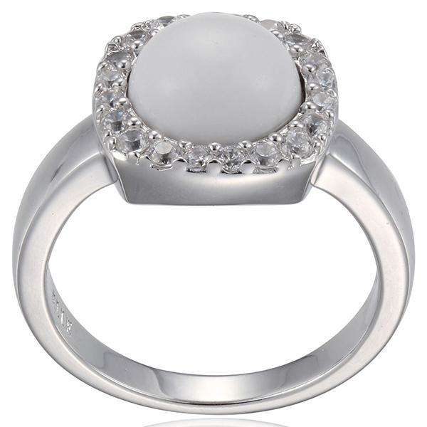 RR4L899AB-W-8 Sterling Silver White Agate Ring Size 8