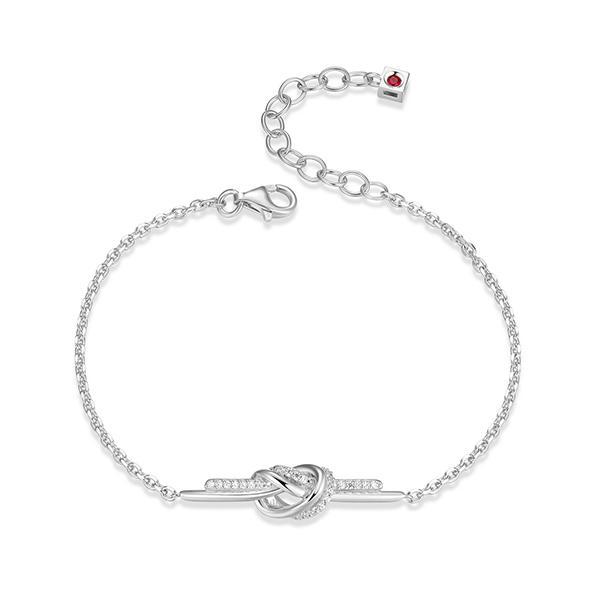 BR1LAQX00-W-6.5 Sterling Silver UNITY Cubic Zirconia Knot Bracelet Size 6.5