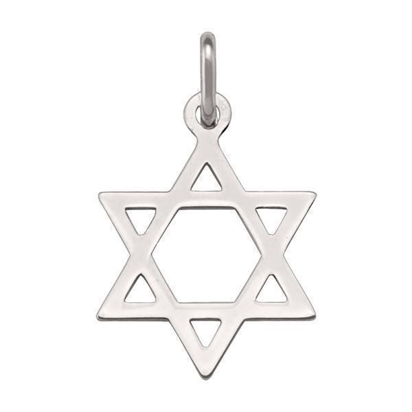 14K Gold Star of David Pendant - 14KW
