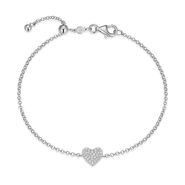 CJ Monte sterling silver labcreated diamond adjustable pave heart bracelet