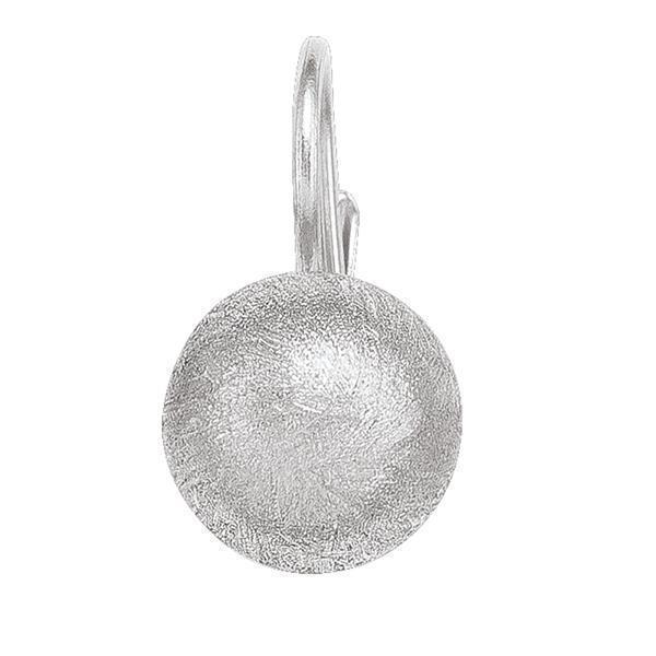 14K Silver Sphere Shaped Drop Earrings - 14KW