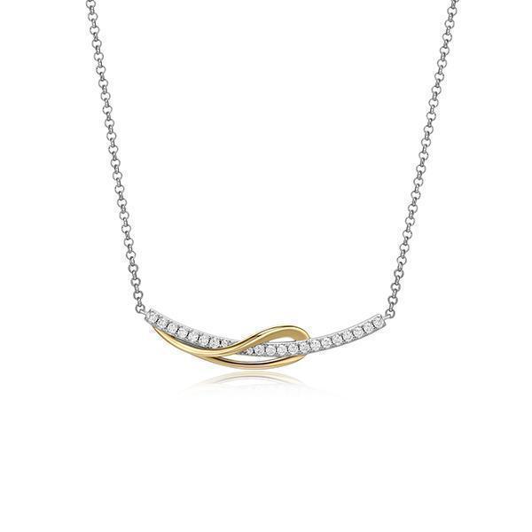 NR0LBSN-2T "Confluence" Pear Shape and Cubic Zirconia Bar Necklace