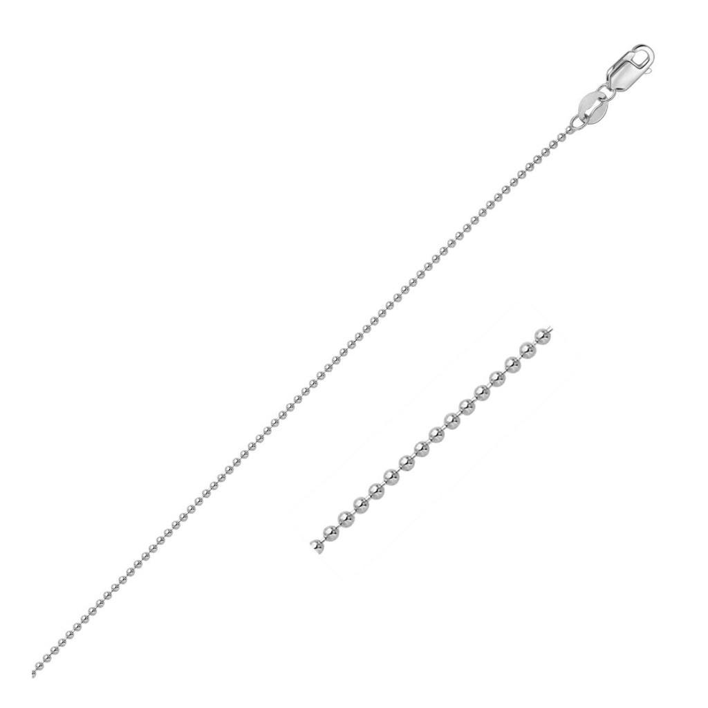 14k White Gold Bead Chain (1.00 mm) - 16"