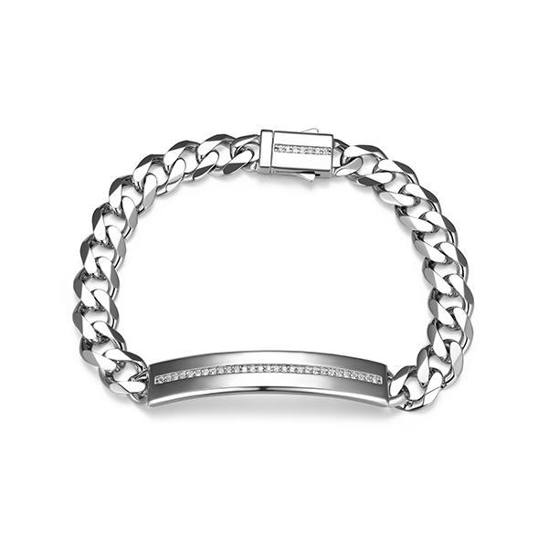 Sterling silver CJ Ethos ID white sapphire ID bracelet