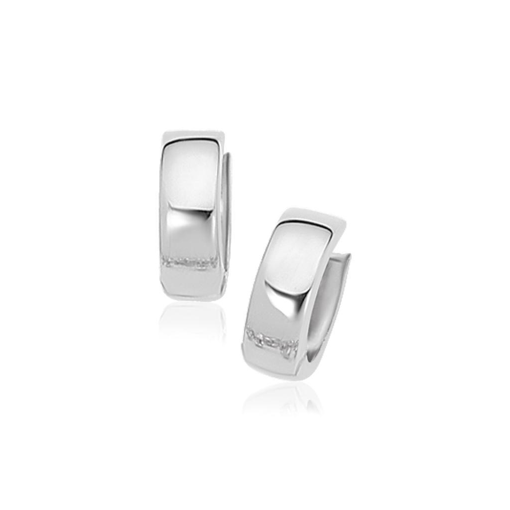 14k White Gold Snuggable Hoop Earrings (3.2gm)