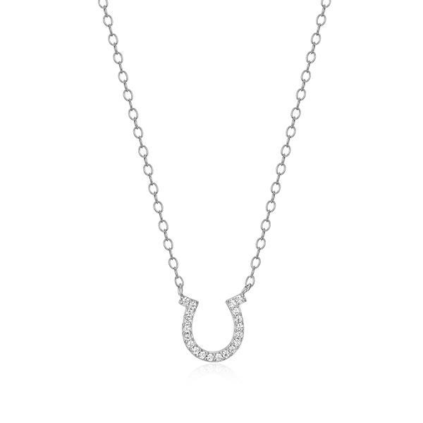 CJ Monte sterling silver labcreated diamond lucky horseshoe necklace