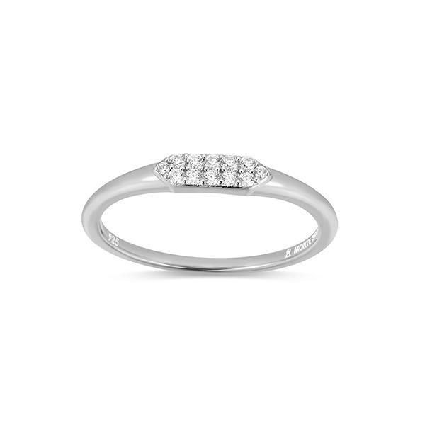 CJ Monte sterling silver lab-created diamond double row shield ring - Size 6