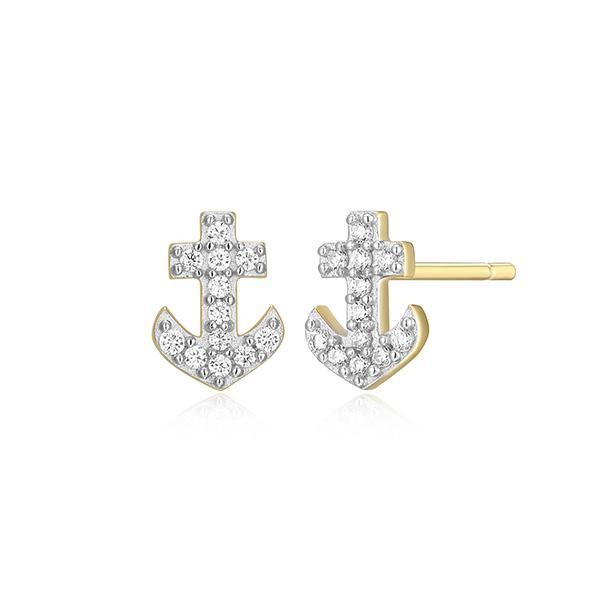 CJ Monte sterling silver lab-created diamond anchor stud earrings