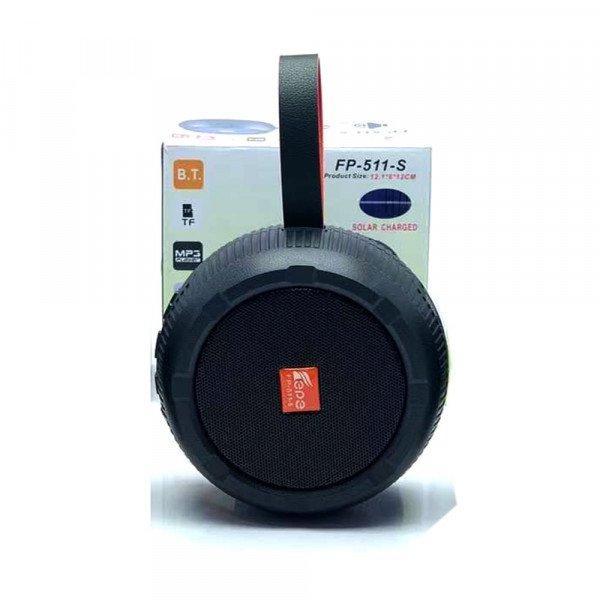 Round Solar Powered Portable Bluetooth Speaker Radio System KIFP511 for Universal Cell Phone And Bluetooth Device - Black