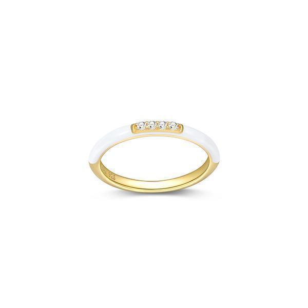 Cotton Candy Collection Diamondlite Cubic Zirconia Enamel Stackable Ring - White - Size 7