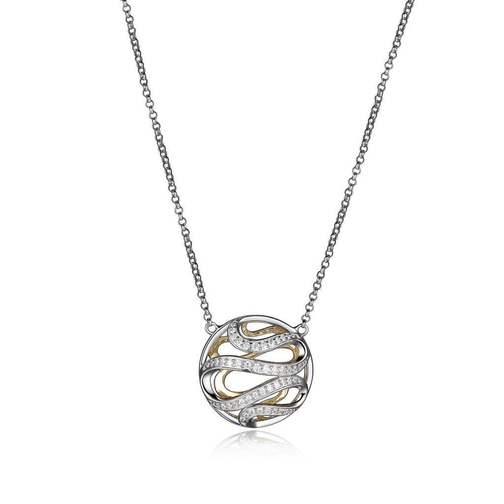 NR0LB8N-2T Moon Shadow Three Dimensional Circle Necklace