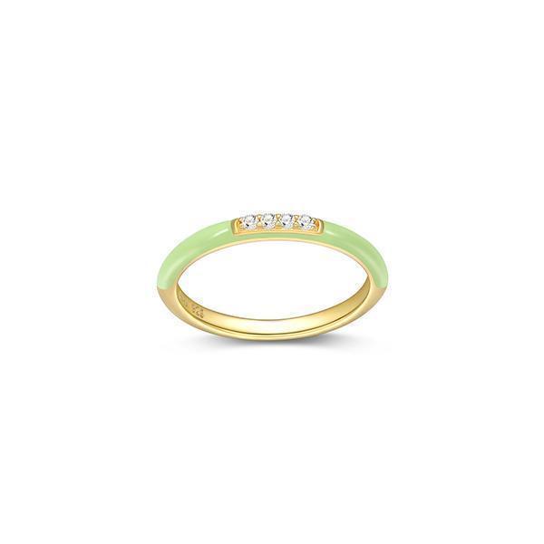 Cotton Candy Collection Diamondlite Cubic Zirconia Enamel Stackable Ring - Green - Size 7