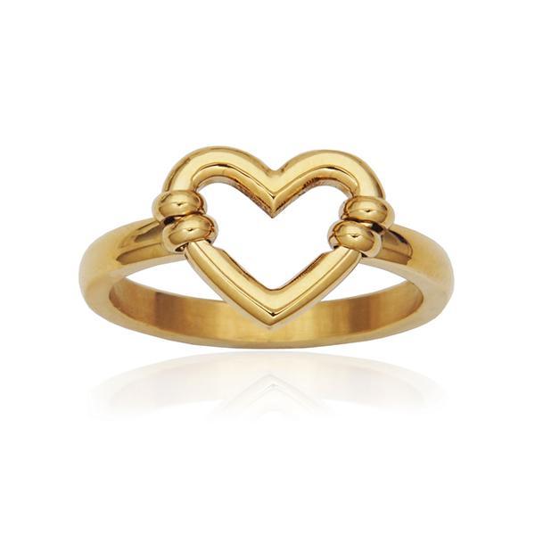 CJ CJ STEELX Open Heart Ring Size 8 - Gold