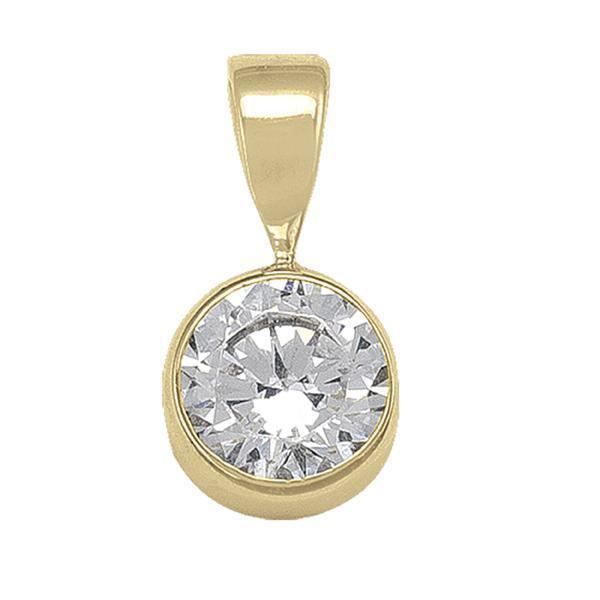 10K Gold Round Cubic Zirconia Pendant - 0.8gm - 10KY