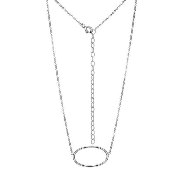 NR0ADHFA0-W-16 Sterling Silver Open Frame Rolo Necklace Size 16