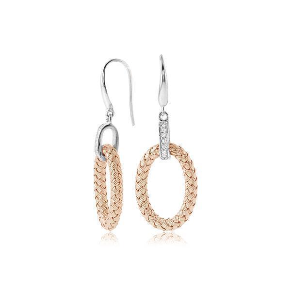 ECGS2Q00D-2T Sterling Silver "RAVELLO EA" 4mm Woven 25mm Oval Earrings