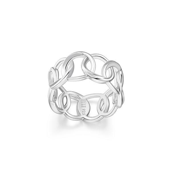 RR4LAJJA0-W-9 Sterling Silver SWIRL Circle Link Ring Size 9