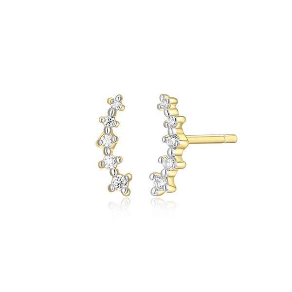 CJ Monte sterling silver lab-created diamond small curved stud earrings