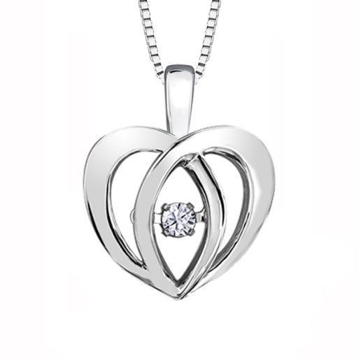 Diamond Solitaire Heart Pendant in Sterling Silver (0.05 CT.)