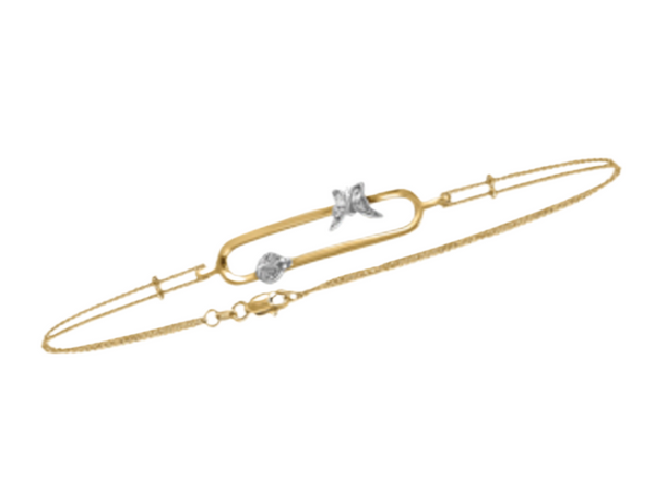 CJ Diamond 10k Gold Butterfly and Stone Bracelet  - Gold