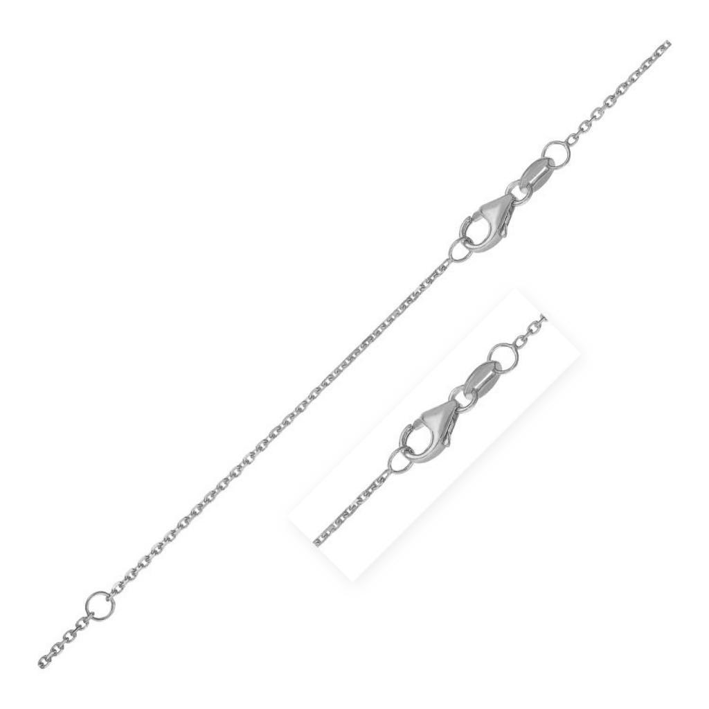 Double Extendable Diamond Cut Cable Chain in White Gold (0.87 mm) -18"