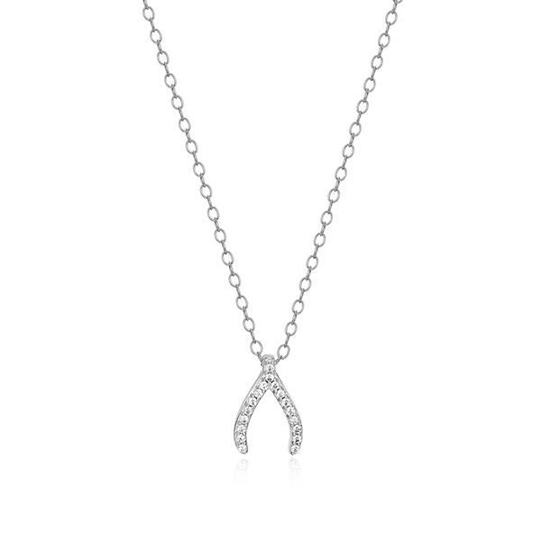 CJ Monte sterling silver lab-created diamond wishbone necklace