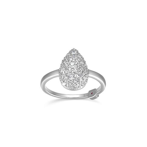 RR4LAFL00-W-6 Sterling Silver GLIMMER Teardrop Cubic Zirconia Ring Size 6