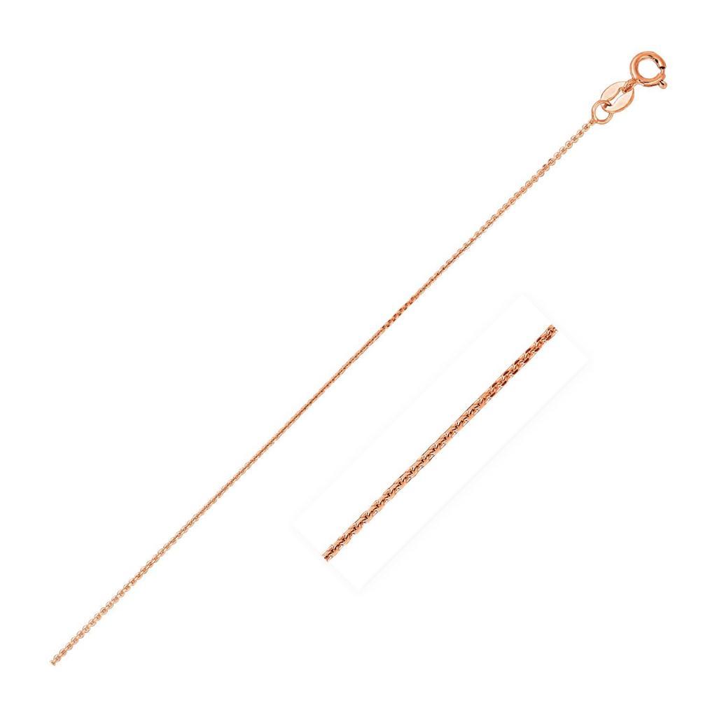 14k Pink Gold Diamond Cut Cable Link Chain (0.87 mm) -18"