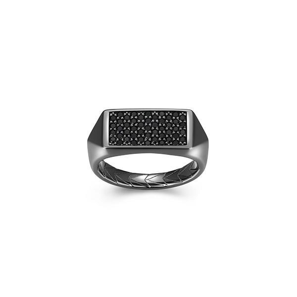 Sterling silver CJ Ethos BLACK ICE gun color and black sapphire retangular ring - size 11