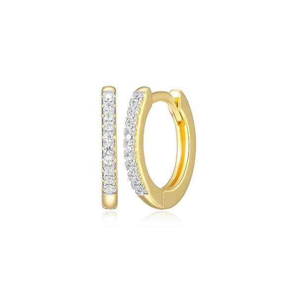 CJ Monte sterling silver lab-created diamond 13mm halfeternity huggie hoop earrings