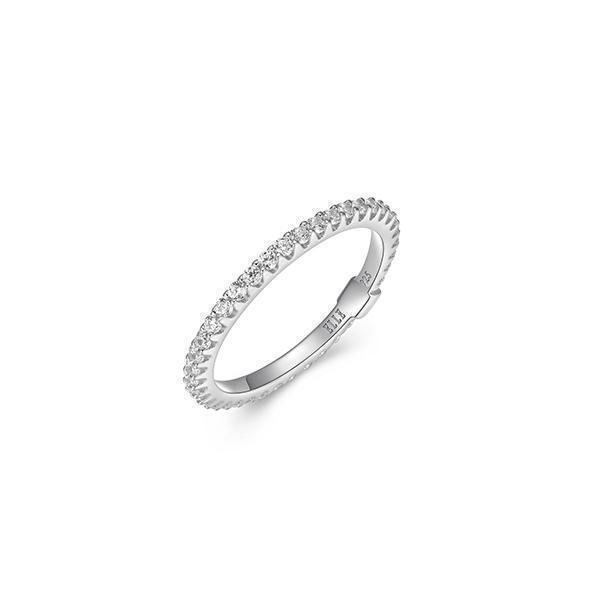RR4LAF8-W-7 "Stardust" Clear Cubic Zirconia Skinny Eternity Ring - Silver
