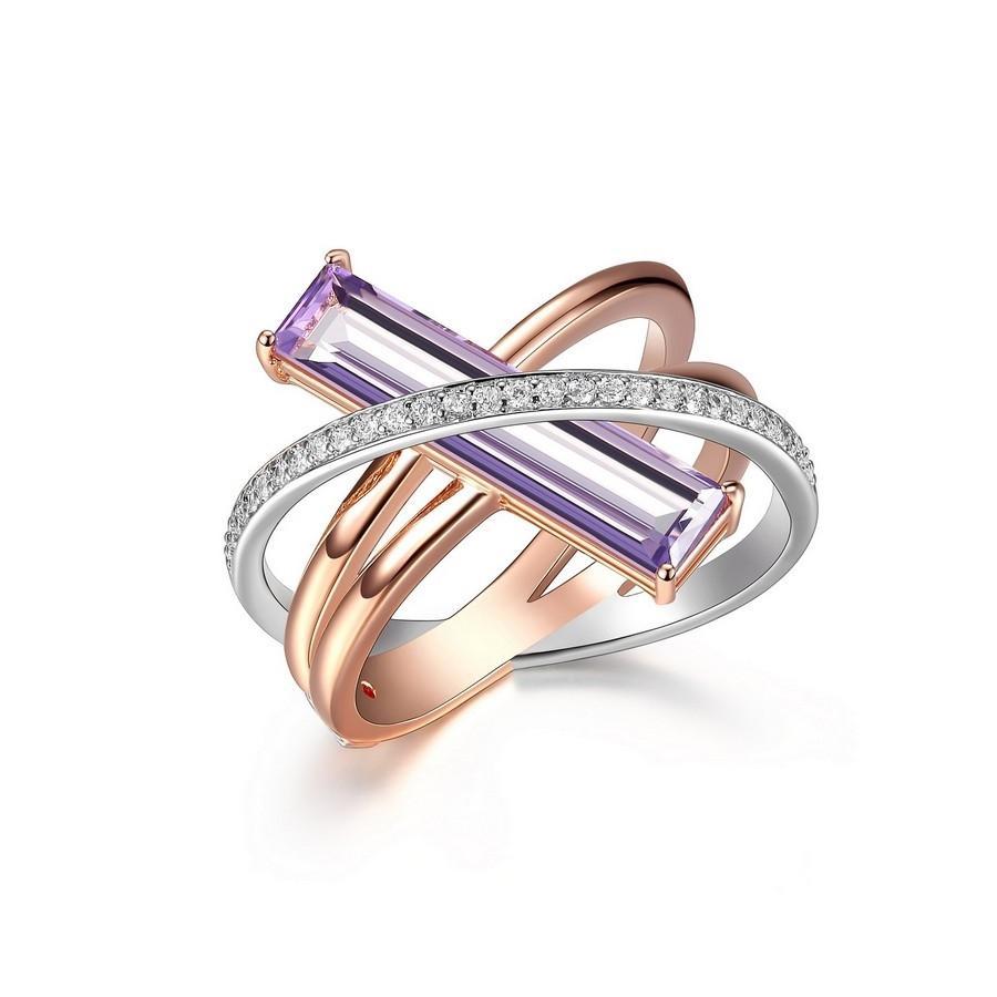 R34LA5H-2T-7 Revolution Purple Mystic Quartz and Cubic Zirconia Ring Size 7