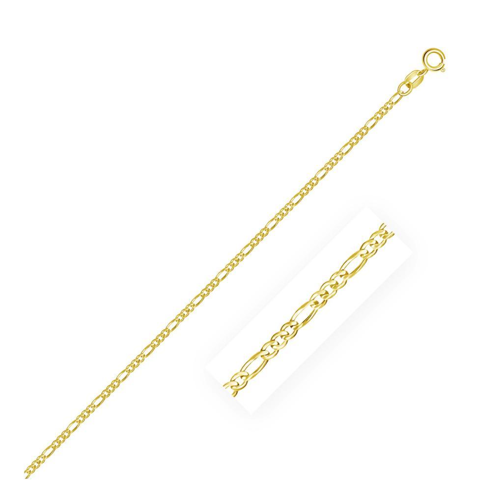 14k Yellow Gold Solid Figaro Chain (1.90 mm) -18"