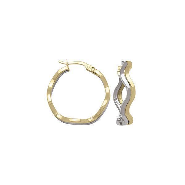 10K Two Tone Gold Hoop Earrings - ETECA27 - 2.7 gm - 2T
