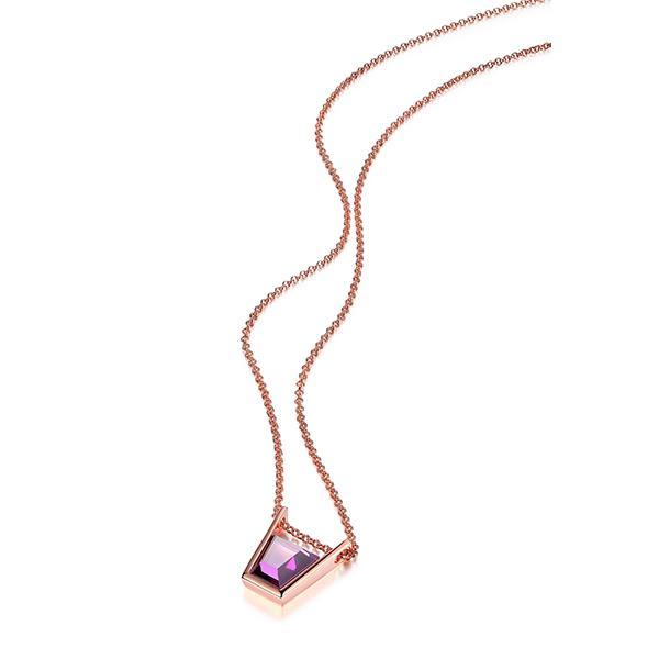 NR0LB4P25-P-18 Sterling Silver Purple Red Cubic Zirconia Necklace Size 18