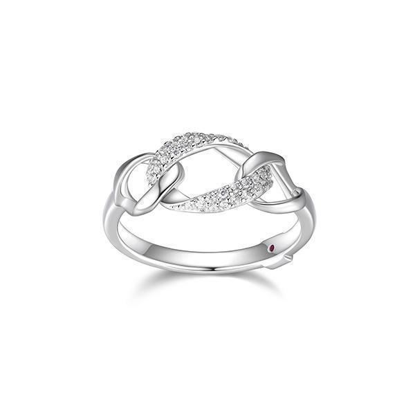 RR4LAE7-W-7 "Ovation" Oval Link with Pave Cubic Zirconia Ring - Silver