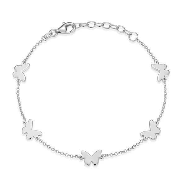 BR1ADSSA0-W-6.5 Sterling Silver Whimsical Butterfly Station Bracelet Size 6.5