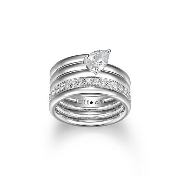 RR4LAJN00-W-8 Sterling Silver GODDESS Pear Shape Cubic Zirconia Wide Ring Size 8