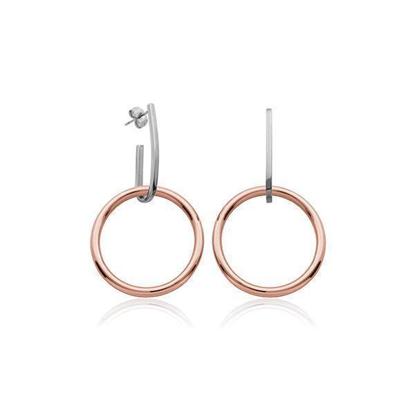 CJ Steelx 2-in1 Earrings - Silver and Rose