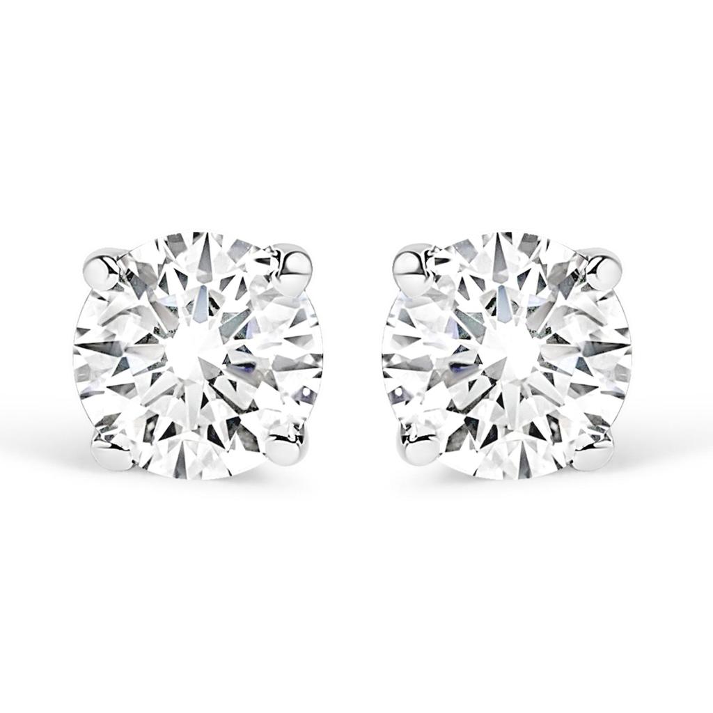 .925 Sterling Silver 1/2 Cttw Round Brilliant-Cut Lab Grown Diamond Classic 4-Prong Stud Earrings (F-G Color, VS1-VS2 Clarity)